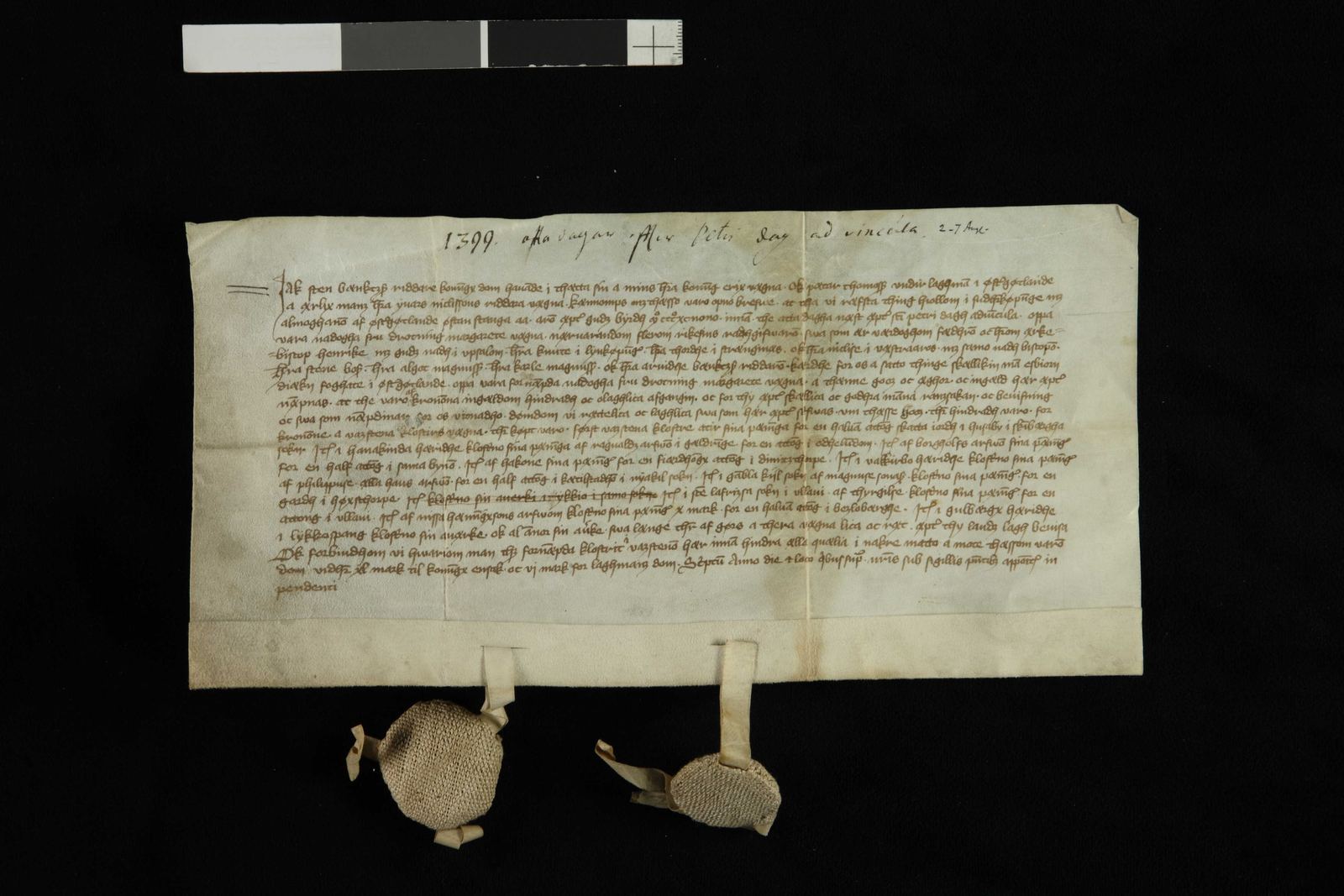Tidningssida ur Svenskt Diplomatarium, 1399-08-02