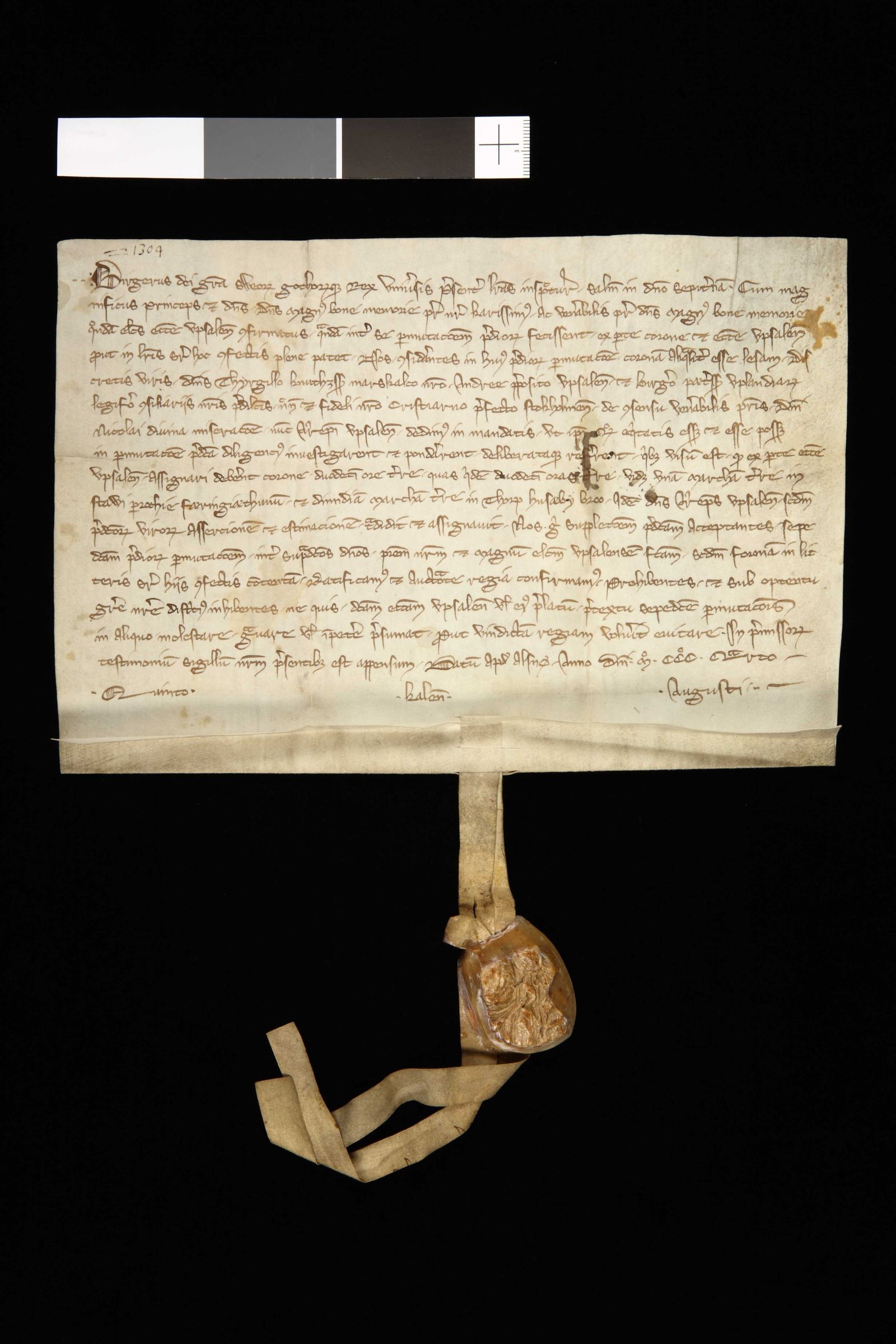 Tidningssida ur Svenskt Diplomatarium, 1304-07-28