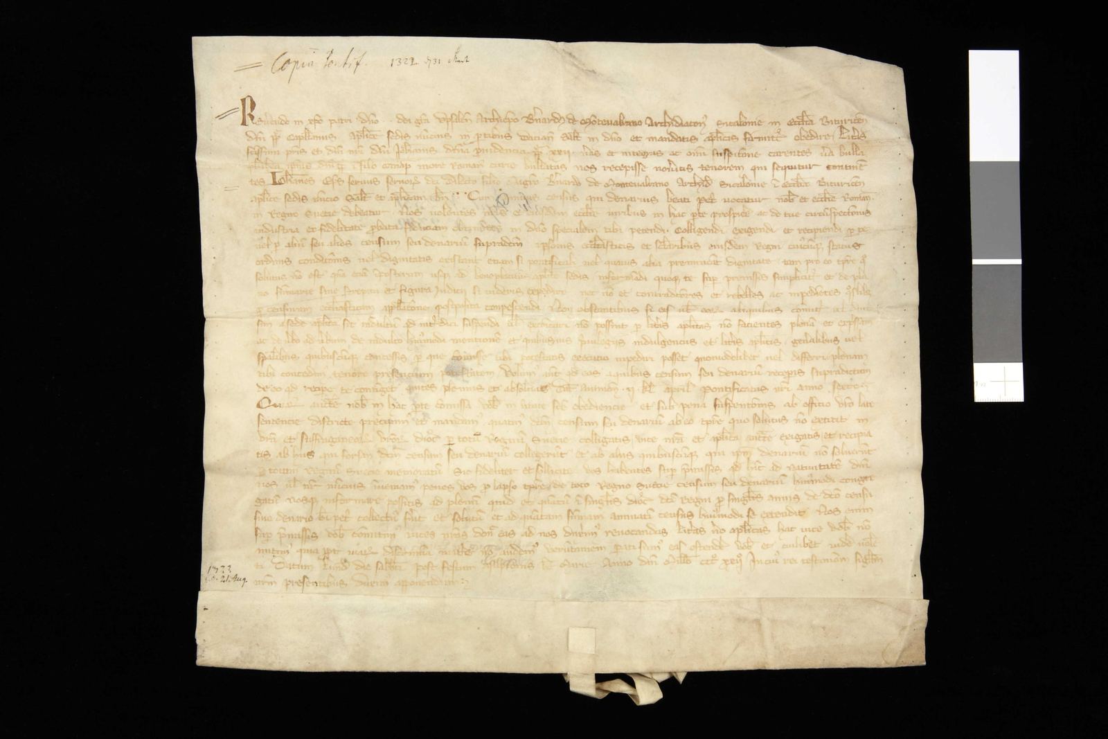 Tidningssida ur Svenskt Diplomatarium, 1322-08-21