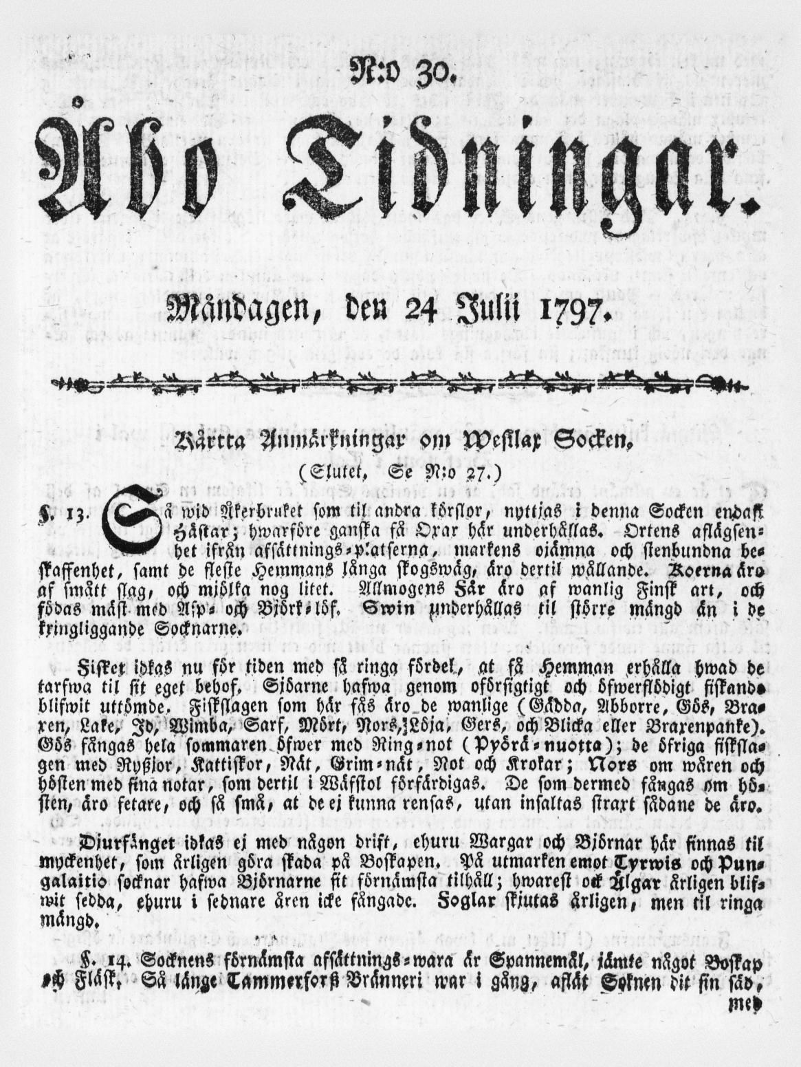 Tidningssida ur ÅBO TIDNINGAR, 1797-07-24