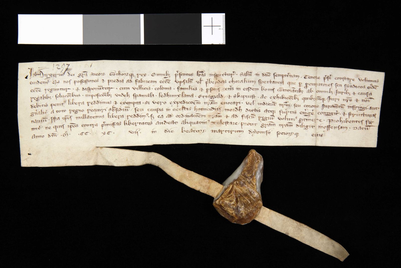 Tidningssida ur Svenskt Diplomatarium, 1297-10-09