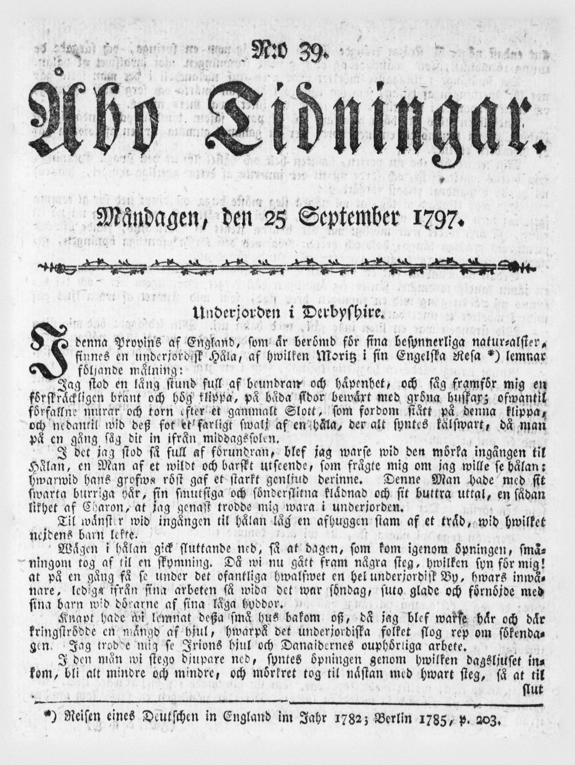 Tidningssida ur ÅBO TIDNINGAR, 1797-09-25