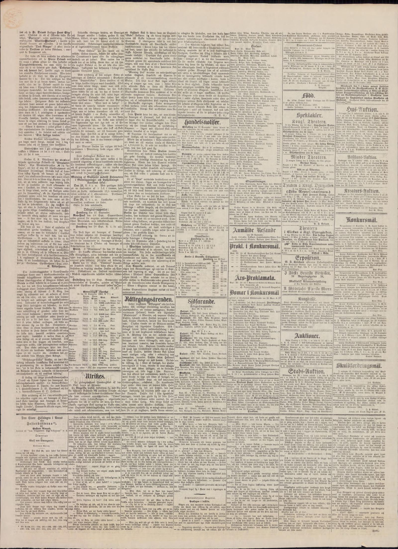 Tidningssida ur Stockholms Dagblad, 1861-09-30