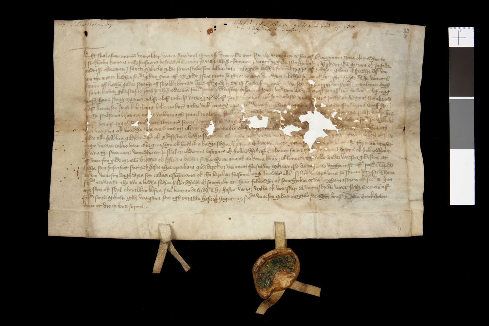 Tidningssida ur Svenskt Diplomatarium, 1436-08-24