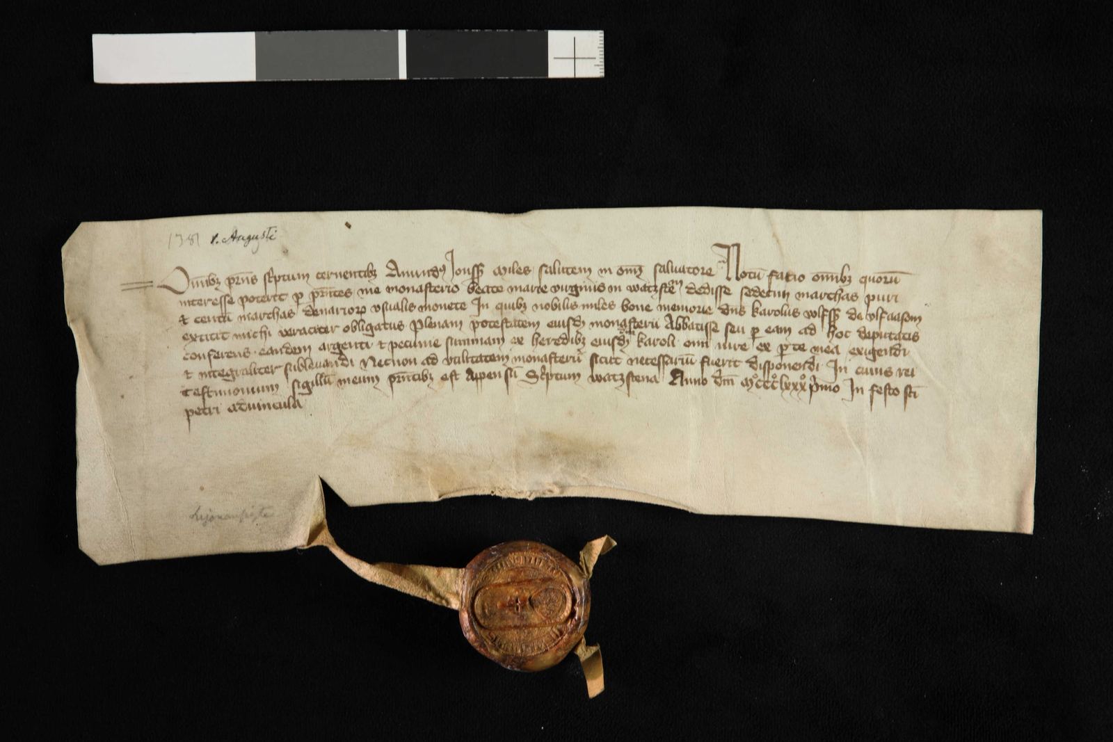 Tidningssida ur Svenskt Diplomatarium, 1381-08-01
