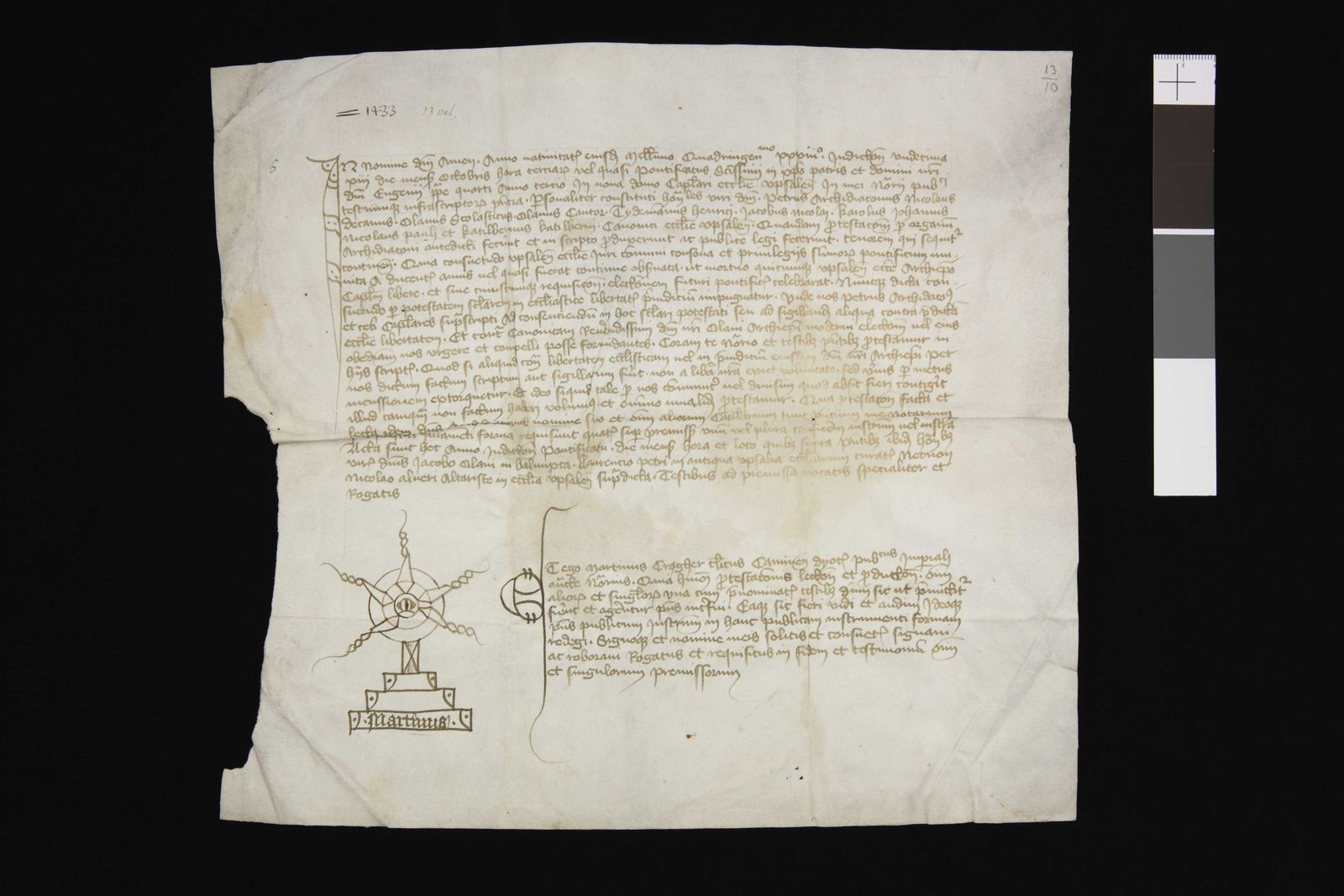 Tidningssida ur Svenskt Diplomatarium, 1433-10-13