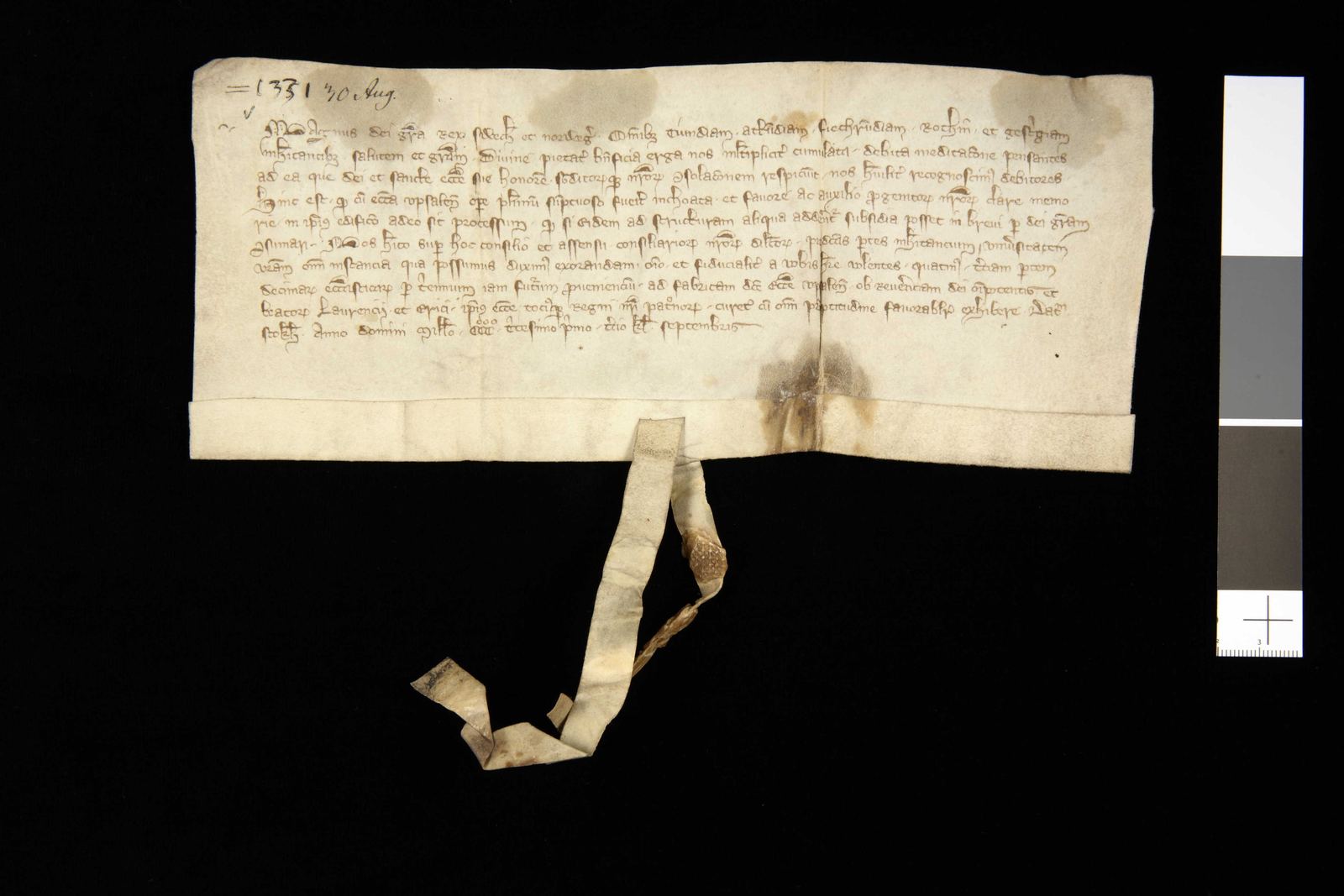 Tidningssida ur Svenskt Diplomatarium, 1331-08-30