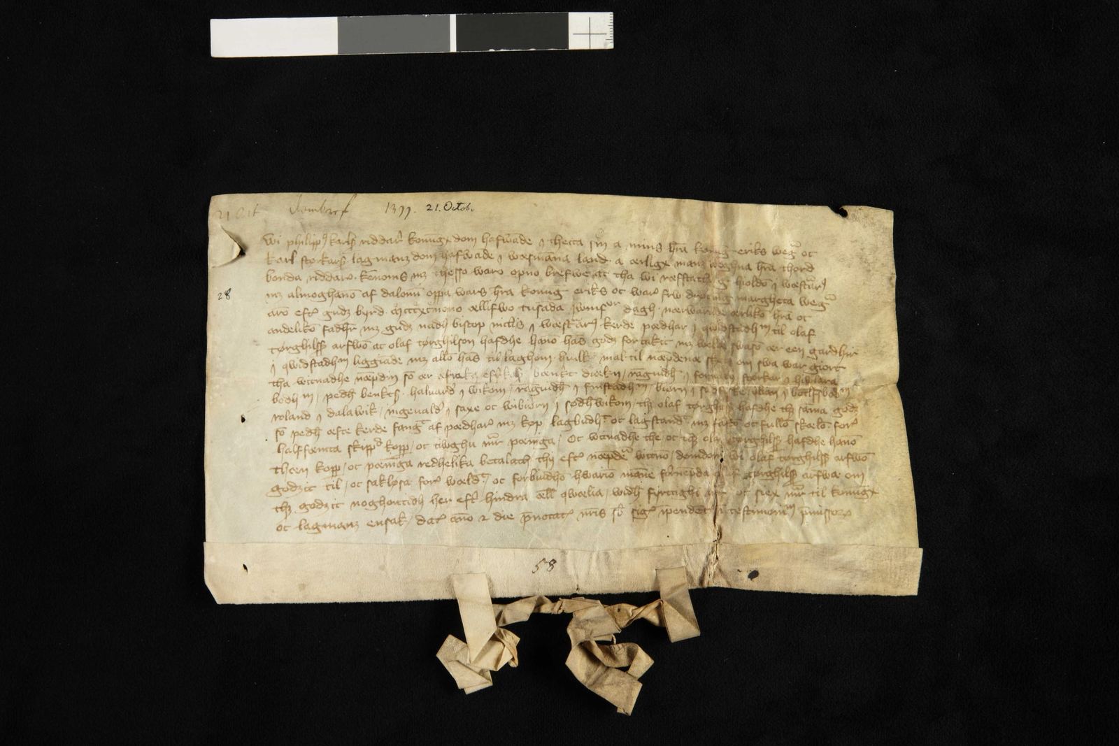 Tidningssida ur Svenskt Diplomatarium, 1399-10-21