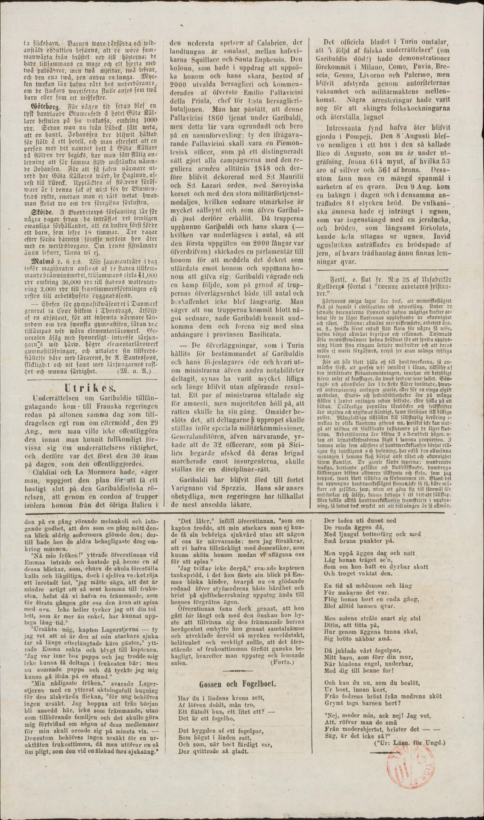 Tidningssida ur Cimbrishamnsbladet, 1862-09-13