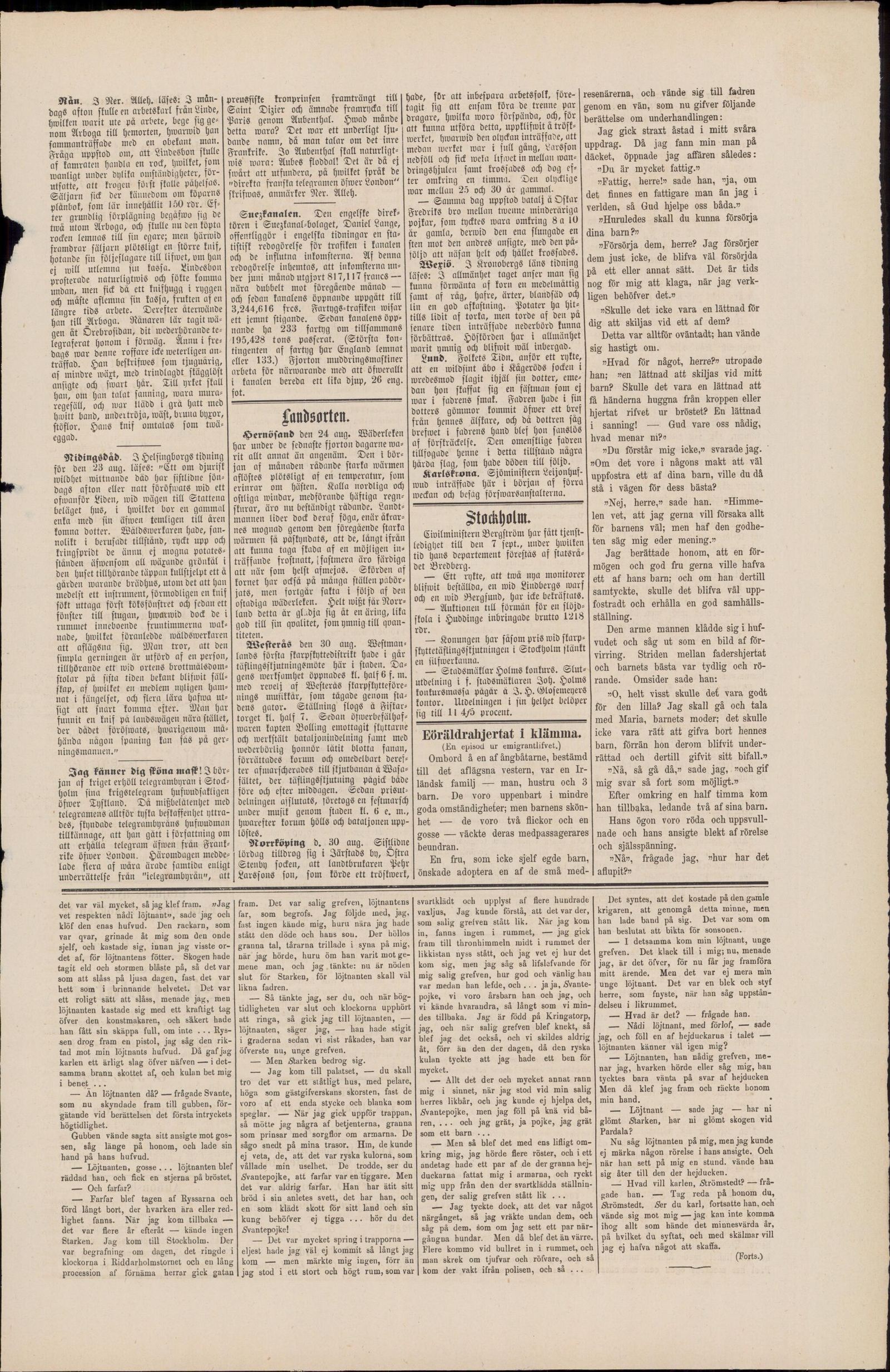 Tidningssida ur Nya Eskilstuna Allehanda, 1870-09-03