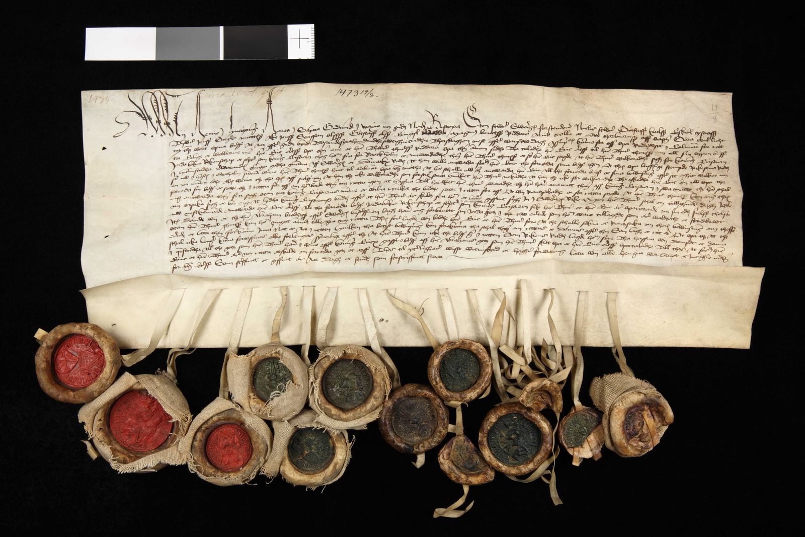 Tidningssida ur Svenskt Diplomatarium, 1473-08-19