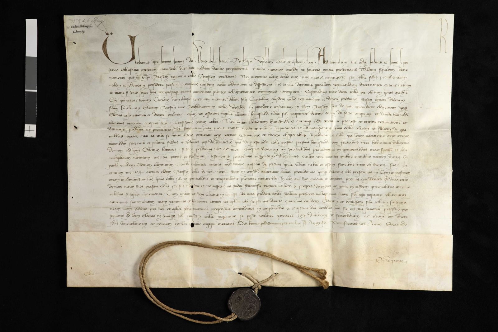 Tidningssida ur Svenskt Diplomatarium, 1379-08-06
