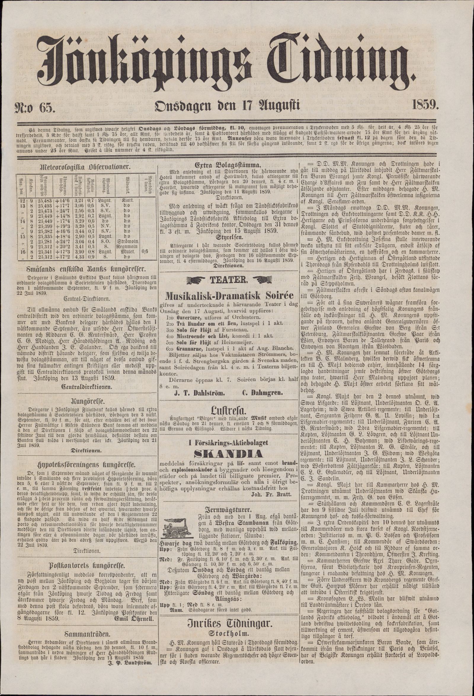 Tidningssida ur JÖNKÖPINGS TIDNING, 1859-08-17